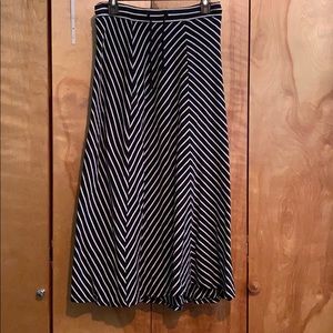 Black and White Striped Maxi Skirt